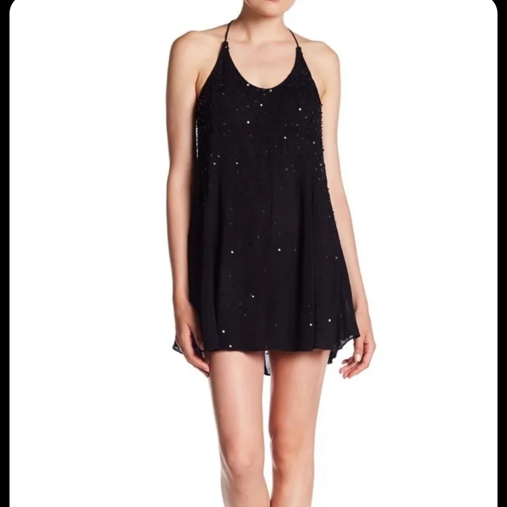 Intimately Free People Just Watch Me Slip Sequin Halter Mini Dress, size Small